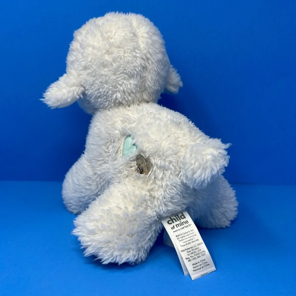 Carters Plush Lamb Small White Pink Bow Polka Dot Feet‎ Heart Patch Nursery Toy